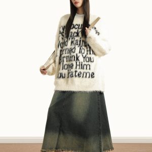Unisex Loose Knit Sweater for Women - American Style Autumn Winter Couple Top