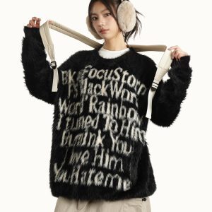 Unisex Loose Knit Sweater for Women - American Style Autumn Winter Couple Top