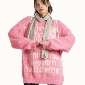 Unisex Loose Knit Sweater for Women - American Style Autumn Winter Couple Top