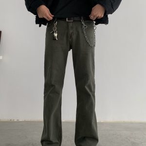 Unisex Micro-Flare Jeans - Washed Straight-Leg American Streetwear Casual Pants for High Street Style