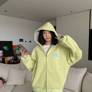 Unisex Minimalist Letter Print Hoodie - 2024 American Vintage Commuter Jacket, Loose Fit, Versatile Streetwear