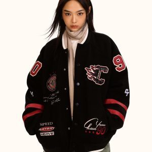 Unisex Retro Baseball Jacket - Trendy Loose Fit Cotton-Padded Casual Coat for Men and Women - Vintage Sports Style