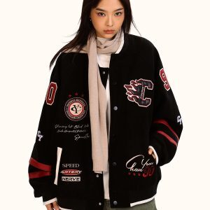 Unisex Retro Baseball Jacket - Trendy Loose Fit Cotton-Padded Casual Coat for Men and Women - Vintage Sports Style