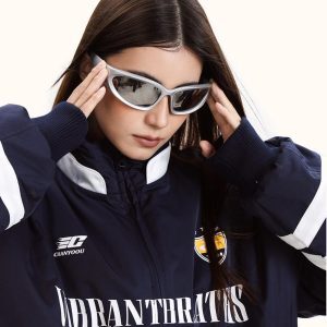 Unisex Retro Blockette Casual Cotton Jersey Jacket - Loose Fit American Sports Style Coat for Trendy Everyday Wear