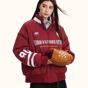 Unisex Retro Blockette Casual Cotton Jersey Jacket - Loose Fit American Sports Style Coat for Trendy Everyday Wear