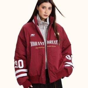 Unisex Retro Blockette Casual Cotton Jersey Jacket - Loose Fit American Sports Style Coat for Trendy Everyday Wear