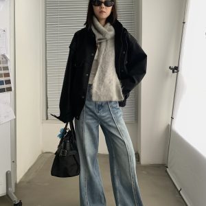 Unisex Retro Loose Flared Jeans - Trendy Wide-Leg Casual Pants for a Vintage 90s Look