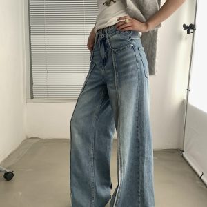 Unisex Retro Loose Flared Jeans - Trendy Wide-Leg Casual Pants for a Vintage 90s Look