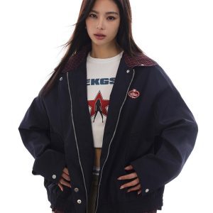 Unisex Retro Plaid Spliced Jacket - American Barn Style Loose Versatile Outerwear for Trendy 90s and Y2K Fashion