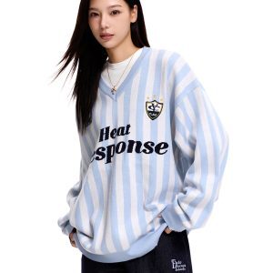 Unisex Retro Striped Sweater Jacket - Loose American Sports Style Top for Men and Women, Vintage-Inspired, Casual Fashion