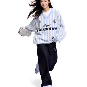 Unisex Retro Striped Sweater Jacket - Loose American Sports Style Top for Men and Women, Vintage-Inspired, Casual Fashion