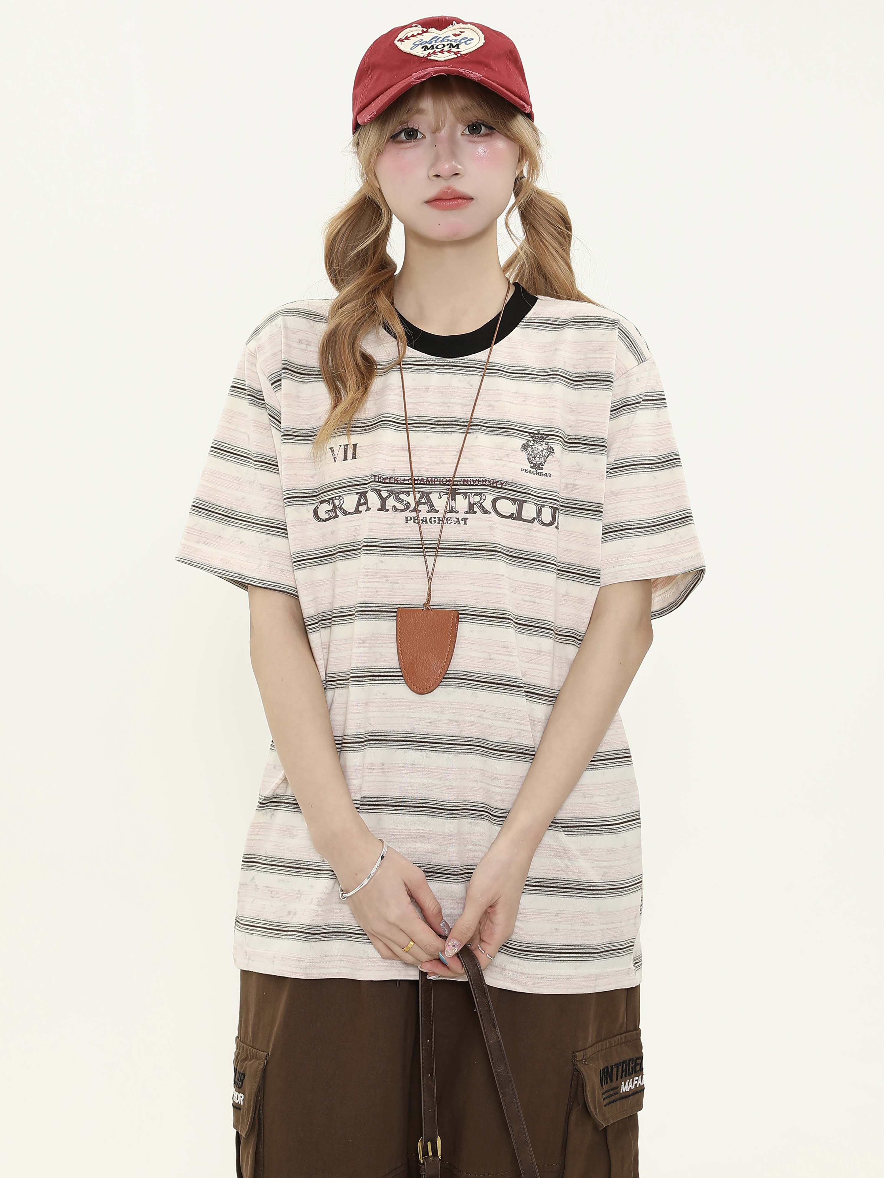 Unisex Retro Tie-Dye Distressed Striped Short Sleeve T-Shirt - Loose Fit Couple's Summer Top