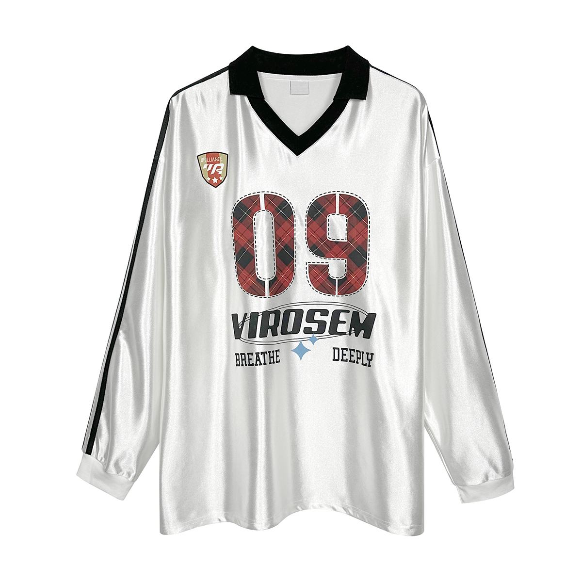 Unisex Retro V-Neck Plaid Sweatshirt - American Style Sports Jersey Hip Hop Top for 90s and Y2K Fashion