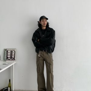 Unisex Retro Vintage Leather Jacket, Clean Fit American Style, Short Thick Cotton Coat, Trendy 90s Fashion