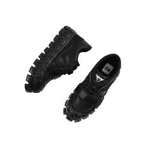 Unisex Thick-Soled Summer 2025 Leather Flats for Women - Stylish Slimming Black Shoes for a Cool, Sweet Look