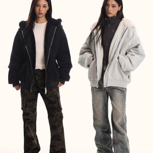 Unisex Thickened Fleece Jacket - Loose Fit Cotton Coat for Winter - Casual Cleanfit Outerwear