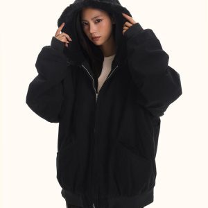 Unisex Thickened Fleece Jacket - Loose Fit Cotton Coat for Winter - Casual Cleanfit Outerwear