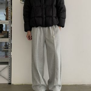 Unisex Vintage-Inspired Wide-Leg Sweatpants - Casual Streetwear for Winter - Trendy Loose Fit Sports Pants