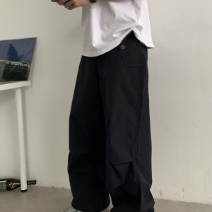 Unisex Vintage Japanese Straight Cargo Pants - Loose Fit American Work Pants for Street Dance - Trendy Casual Long Trousers