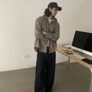 Unisex Vintage Loose Plaid Hooded Shirt Jacket - Trendy Japanese Commuter Style for 90s Inspired Fashion