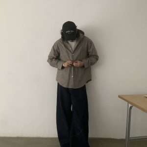 Unisex Vintage Loose Plaid Hooded Shirt Jacket - Trendy Japanese Commuter Style for 90s Inspired Fashion