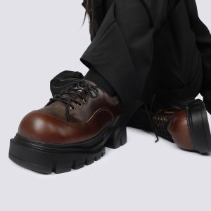 Unisex Vintage Retro Genuine Leather Thick-Soled Shoes for Women - 2025 Spring/Summer Niche Design Footwear
