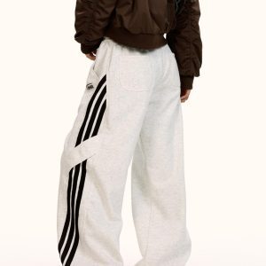 Unisex Vintage Striped Sweatpants - Loose Wide-Leg Straight-Leg Casual Pants for Street Dance and Trendy Sportswear