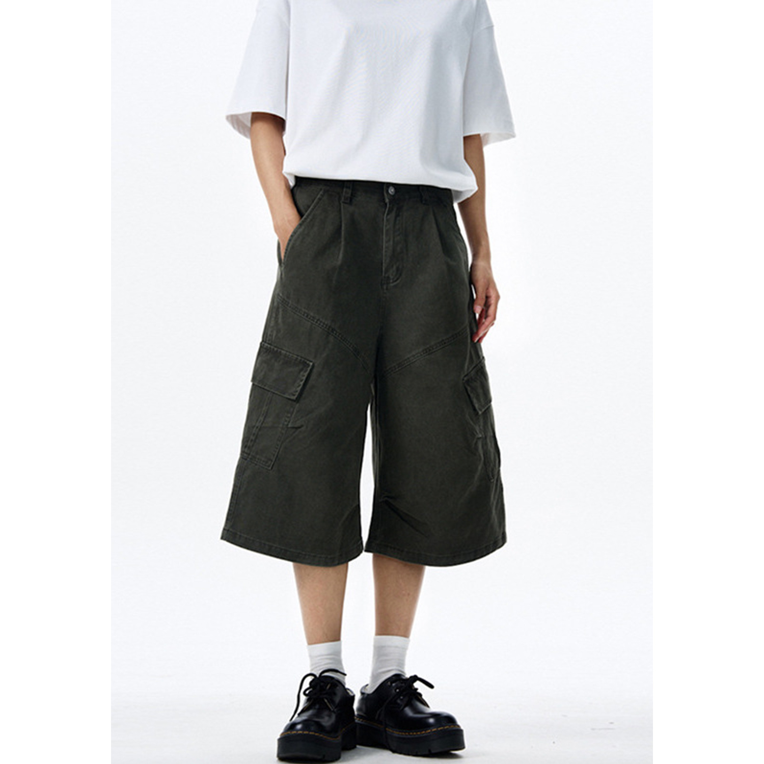 Unisex Vintage Washed Cotton Work Shorts - Retro 90s Loose Seven-Point Summer Pants