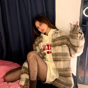 Unisex Woolen Plaid Striped Shirt Jacket - Trendy Lazy Niche Cardigan Top, Y2K Style Fashion Essential for Men and Women