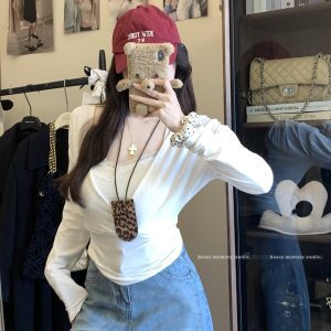 V-neck Lace Camisole Two-Piece Set - Y2K Spicy Girl Jazz Dance Outfit with Waist-Cinching Long Sleeve Top