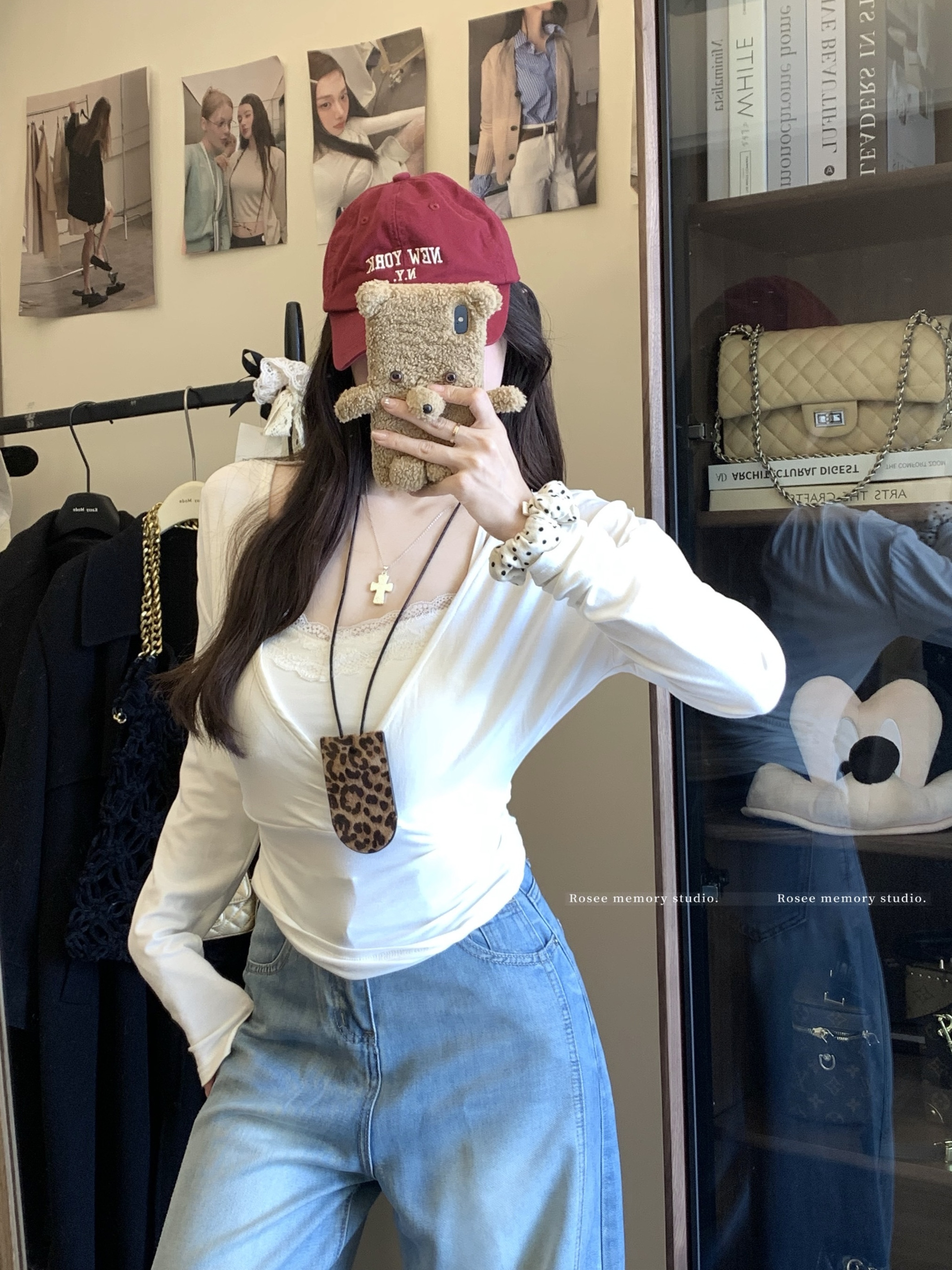 V-neck Lace Camisole Two-Piece Set - Y2K Spicy Girl Jazz Dance Outfit with Waist-Cinching Long Sleeve Top