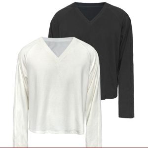 V-Neck Sweater in Merino Wool and Tencel - Casual Long Sleeve Top for Relaxed Style, Perfect for Everyday Wear