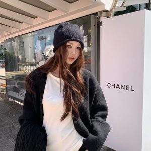 Versatile Dark Blue Oversized Sweater Coat for Women - Thick Knitted Cardigan for Autumn and Winter Fashion