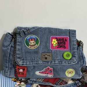 Versatile Denim Bag for Trendy Girls - Large Capacity Shoulder Crossbody Tote Bag for Millennial Style