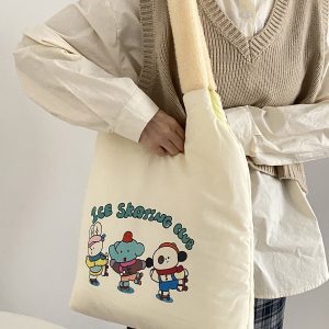 Versatile Double-Sided Large Capacity Shoulder Bag - Retro Japanese Style Cute Student Class Tote for Autumn and Winter