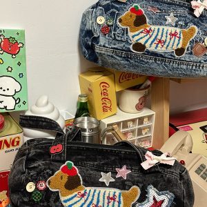Versatile Handmade Denim Tote Bag for Students - Casual Shoulder Bag in Millennial Spicy Girl Style