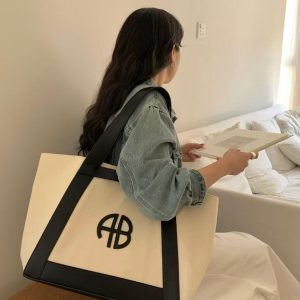 Versatile Large Capacity Canvas Tote Bag for Women - Fashionable Commuter Handheld & Shoulder Bag - 2025 Niche Design