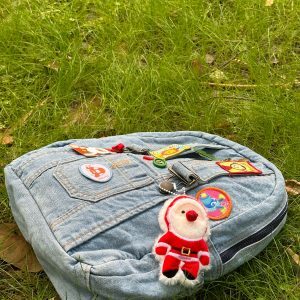 Versatile Large-Capacity Denim Backpack for Students - Quirky Retro Style, Ideal for Y2K Fashion