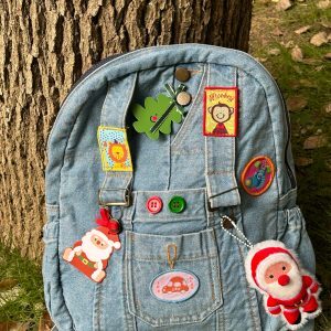 Versatile Large-Capacity Denim Backpack for Students - Quirky Retro Style, Ideal for Y2K Fashion