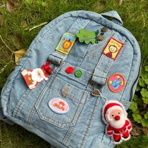Versatile Large-Capacity Denim Backpack for Students - Quirky Retro Style, Ideal for Y2K Fashion