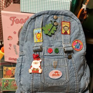 Versatile Large-Capacity Denim Backpack for Students - Quirky Retro Style, Ideal for Y2K Fashion