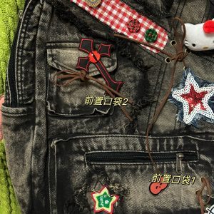 Versatile Large-Capacity Denim Backpack for Women - Handmade Wasteland Style School Bag for Spring and Summer