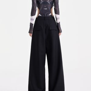 Versatile Loose Straight Black Suit Pants for Women - Early Autumn Casual Style, Chic and Comfortable Everyday Wear