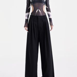 Versatile Loose Straight Black Suit Pants for Women - Early Autumn Casual Style, Chic and Comfortable Everyday Wear