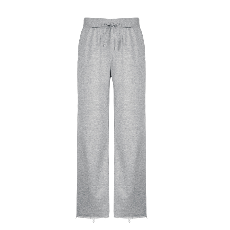 Versatile Loose Straight Gray Casual Pants for Women with Drawstring Waist - Perfect for Home, Sports, and Everyday Comfort