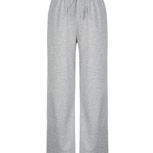 Versatile Loose Straight Gray Casual Pants for Women with Drawstring Waist - Perfect for Home, Sports, and Everyday Comfort