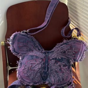 Versatile Purple Butterfly Backpack for Students - Millennial Women's Shoulder Crossbody Bag, Stylish and Functional School Bag