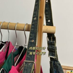 Versatile Retro Denim Tote Bag - Large Capacity Wasteland Style Shoulder Crossbody Bag for Students