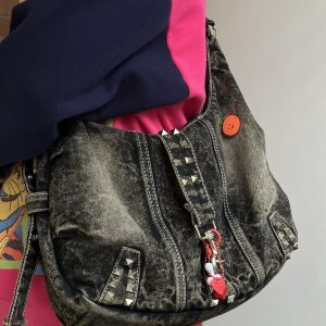 Versatile Retro Denim Tote Bag - Large Capacity Wasteland Style Shoulder Crossbody Bag for Students