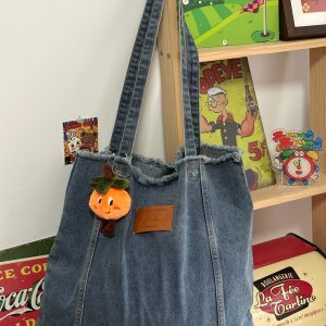 Versatile Single-Shoulder Denim Tote Bag for Women - Large Capacity Retro Korean Style Commuter Bag for Spring and Summer